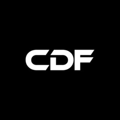CDF letter logo design with black background in illustrator, vector logo modern alphabet font overlap style. calligraphy designs for logo, Poster, Invitation, etc.