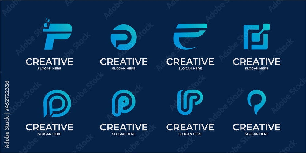 Fototapete set of creative collection initials letters monogram p logo design template