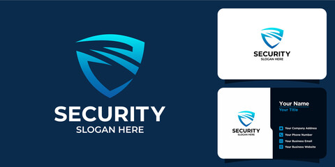 Minimalist elegant shield line logo with business card branding