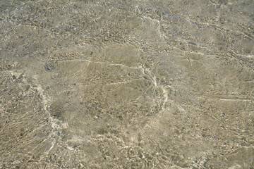 Surface of clear water on tropical sandy beach in Crete Greece.