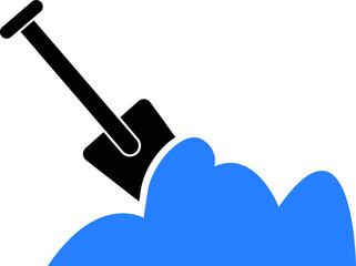 Shovel in heap of soil icon vector