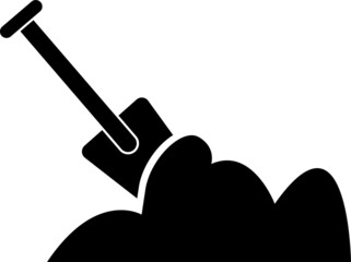Shovel in heap of soil icon vector