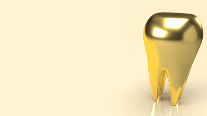 gold tooth  for dental or medical concept 3d rendering