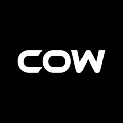 COW letter logo design with black background in illustrator, vector logo modern alphabet font overlap style. calligraphy designs for logo, Poster, Invitation, etc.