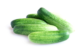Fresh green cucumber isolated on white background