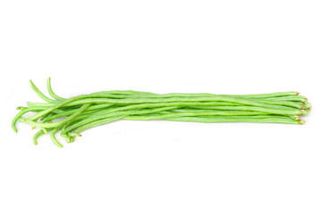 fresh long beans (Vigna unguiculata subsp. sesquipedalis) isolated on a white background