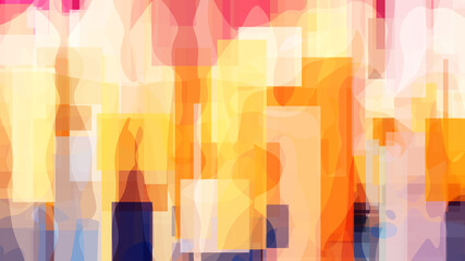 Transparent rectangles. Irregular gradients, dark stains, abstract summer colors background. Artistic banner, digital texture