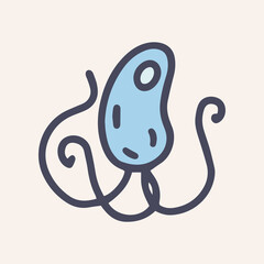 Bacteria helicobacter pylori color vector doodle icon