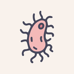 Bacteria escherichia coli color vector doodle icon