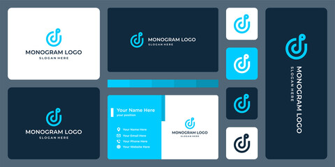 initial letter D monogram and business card design.