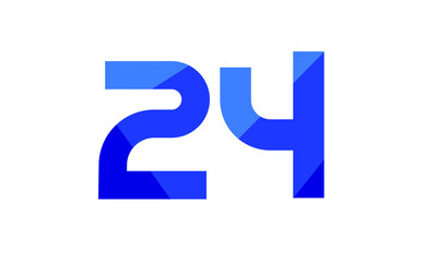 24 Number Modern Flat Blue Logo