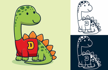 Funny stegosaurus wearing clothes. Vector cartoon illustration in flat icon style