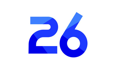 26 Number Modern Flat Blue Logo