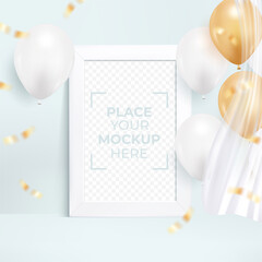 Happy birthday greeting card with photo frame.
