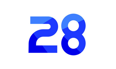 Obraz premium 28 Number Modern Flat Blue Logo