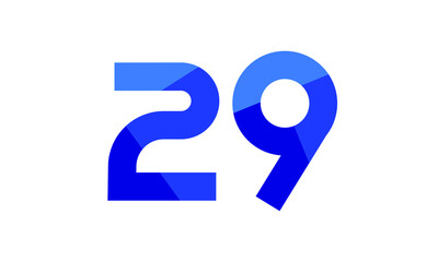 29 Number Modern Flat Blue Logo