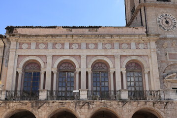 Damaged Palazzo Comunale Building in Norcia, Italy