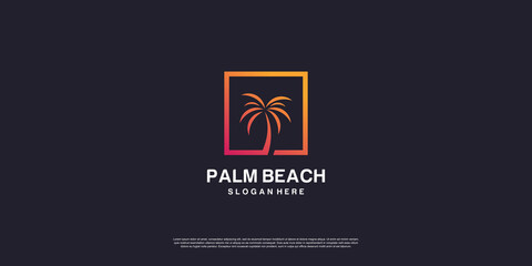 Palm beach logo with creative concept Premium Vector part 1