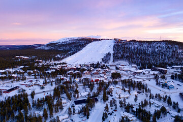 Levi ski village, winter evening