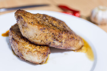 Pork steak homemade dinner with family