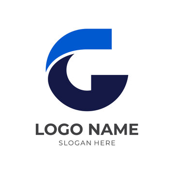 letter G logo design with flat blue color style