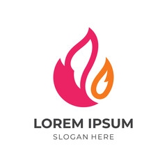 fire logo design with flat red and yellow color style
