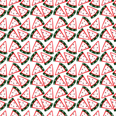 watermelon, white background, piece of watermelon, pattern, background, summer, fruit, sweetness, red, green, seeds, fruits, harvest, textiles