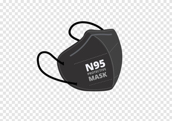 black n95 mask vector isolated on transparency background ep42