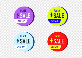 the element design of colorful circle flash sale banner vector isolated on transparency background ep02