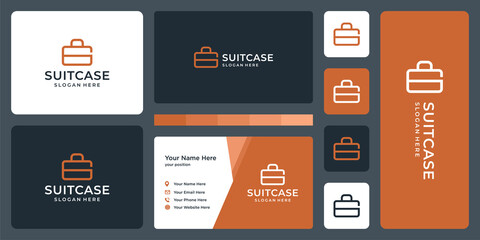 suitcase logo and monogram letter G logo. business card design