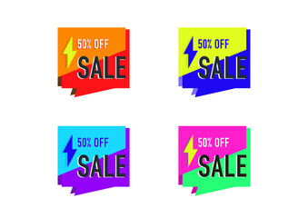 the element design of colorful sale banner geometric shape vector isolated on white background ep03
