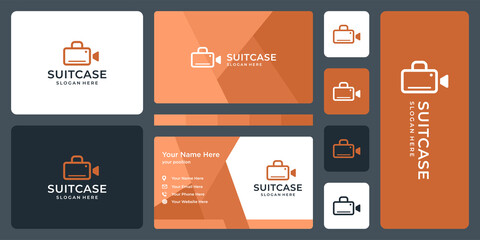 suitcase logo and video camera logo. business card design
