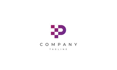 Obraz premium Pixel P Letter Logo