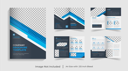 Corporate modern bi fold brochure template and company profile with creative shapes annual report design ,Multipurpose editable template
