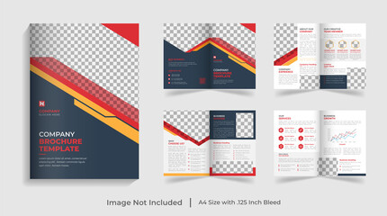 corporate modern red and yellow bifold company profile , brochure template