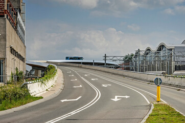 Zwolle, The Netherlands, August 14, 2021: the elegenat yet functional curve of the new overpass for...