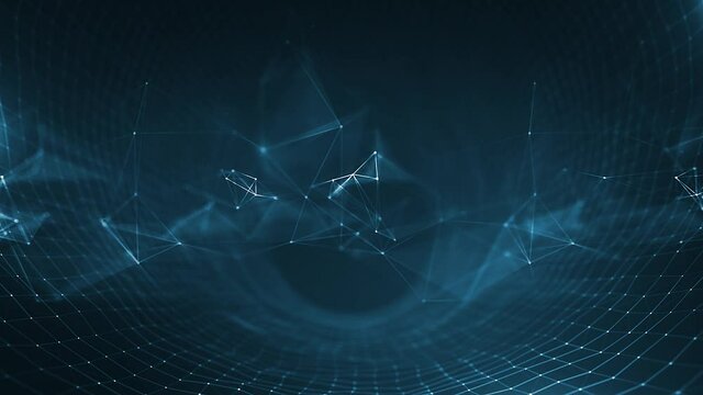 Abstract Plexus Geometrical Background Loop/ 4k animation of an abstract plexus shape technology background with moving lines and dots for network digital data concept and communication seamless loopi