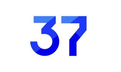 37 Number Modern Flat Blue Logo