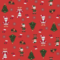 New year's Christmas seamless pattern . Isolated, vector background