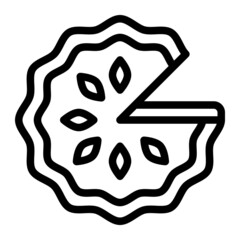 Pie Sweet Tart Icon, Outline Pie Sweet Tart Vector Icon For Web Or App Design Isolated On White Background.