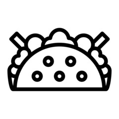 Taco Food Street Icon, Outline Taco Food Street Fast Food Vector Icon For Web Or App Design Isolated On White Background.
