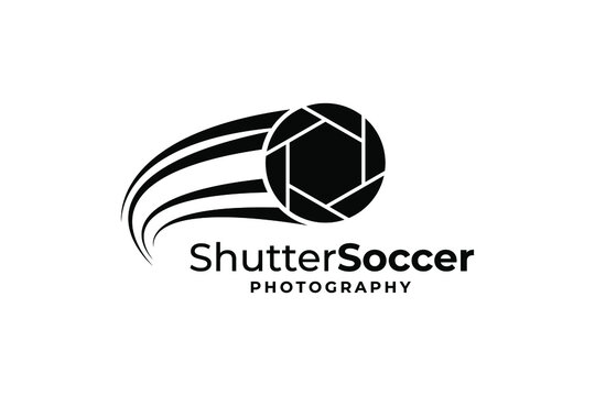 soccer with Shutter Lens Hexagon aperture for Photography Logo design Photographer
