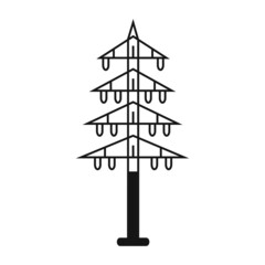 Electric tower. A power line support is a structure for holding wires. Support of an overhead power transmission line. Vector illustration isolated on a white background for design and web.