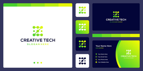 inspiration logo initial letter Z abstract with tech style and gradient color. icons for business, internet and technology. Business card template.