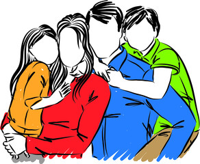 happy family together mother father son and daughter vector illustration