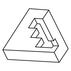 Optical illusion shape, unreal geometric object vector. Impossible figure.