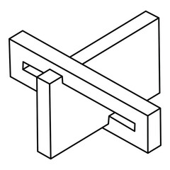 Optical illusion, unreal geometric object vector. Impossible figure. Op art shape.