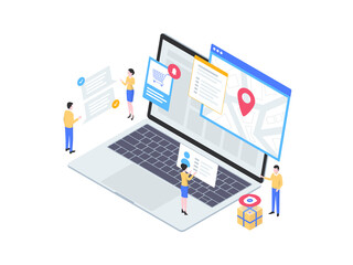 E-Commerce Tracking Isometric Illustration. Suitable for Mobile App, Website, Banner, Diagrams, Infographics, and Other Graphic Assets.