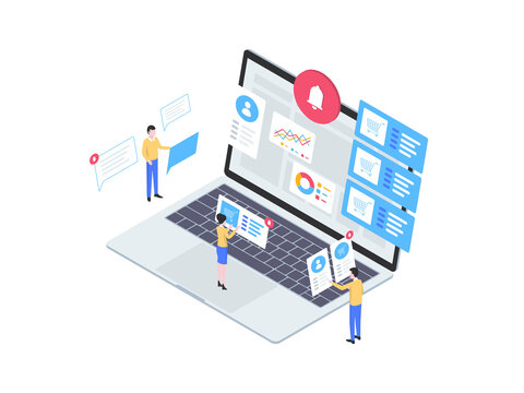 Order Notification Isometric Illustration. Suitable for Mobile App, Website, Banner, Diagrams, Infographics, and Other Graphic Assets.