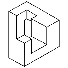 Optical illusion shape, geometric figure, impossible object. Op art.